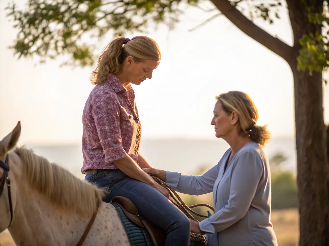 Participants in a therapeutic riding session, interacting with horses under the supervision of trained therapists, highlighting the therapeutic benefits of equestrian activities offered by ASSOC LOISIRS EQUESTRES BRIVISTES.